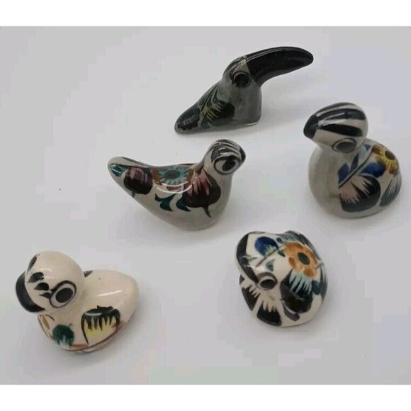 5 Mini Tonala Animals Frog Toucan Duck Birds - Picture 1 of 9